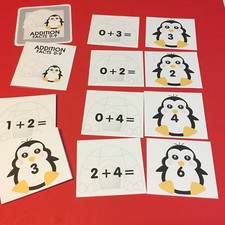 PENGUIN - Addition Facts 0-9 Matching Game 48 Cards