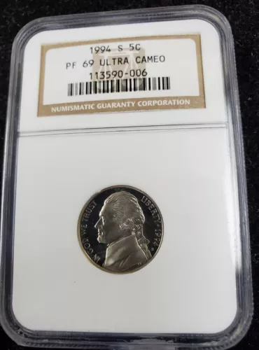 1994 S 5c Jefferson Proof Nickel- NGC PF69 Ultra Cameo 