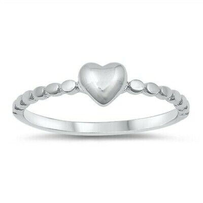 Heart Ring Genuine Sterling Silver 925 Rhodium Plated Jewelry Face Height 5 mm