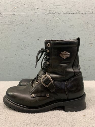 Harley-Davidson Herren Leder Motorradstiefel Schwarz Größe 10 Schnürschnalle - Bild 11 von 16