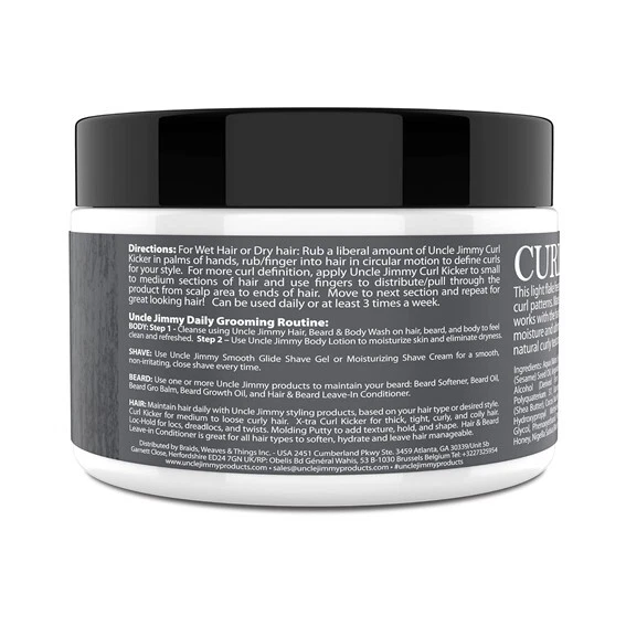 Crema para el cabello Uncle Jimmy Curl-Kicker para hombres-crema formadora de sujeción media, 8 OZ (1 pieza) Foto 2 de 4