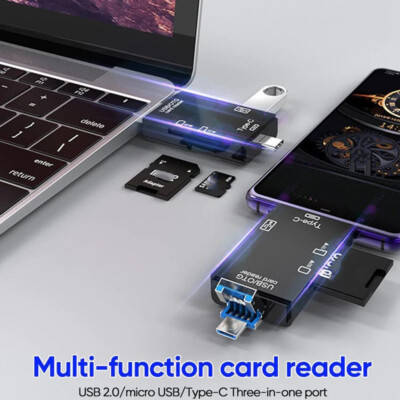 6-in-1 Smart Media Kartenleser, All-in-1 USB Universal Multi Card Adapter Slim