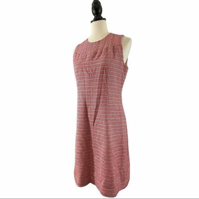J. Crew Italian Tweed Dress Red Cream Herringbone Print, Size 6 | eBay 