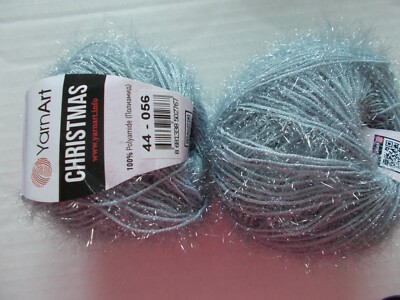 YarnArt Christmas fuzzy/sparkly yarn, Gray (#44), lot of 2, (155 yds ea)