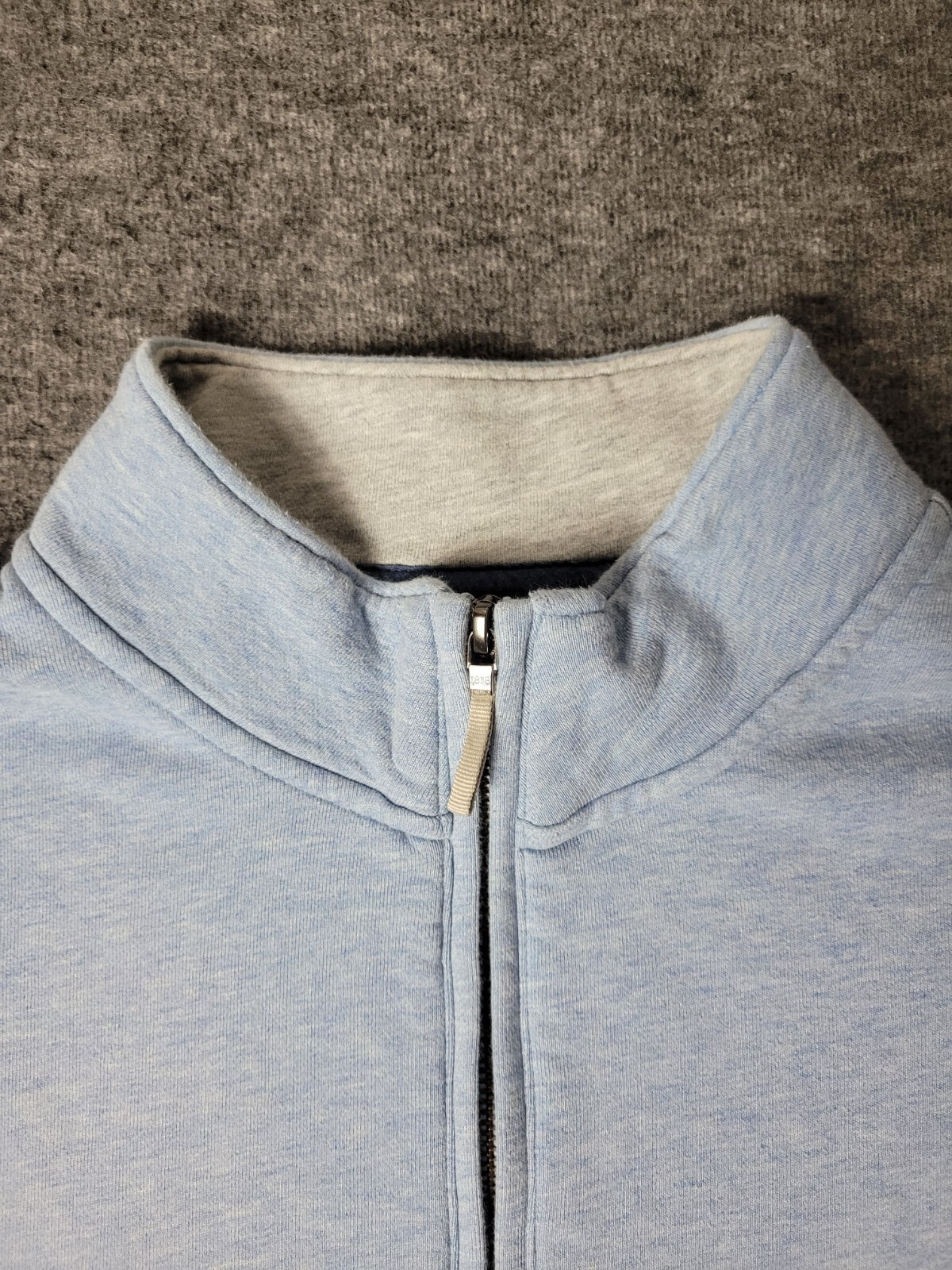 Brooks Brother 1818 Men’s 2XL Quarter Zip  Light Blue Sweater Logo At The Bottom thumbnail 3