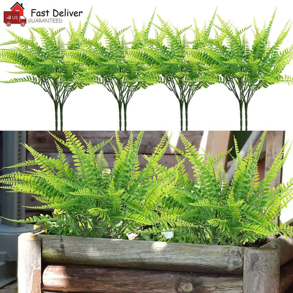 10 Bundles Boston Fern Outdoors Decor Faux Ferns Artificial Plants Uv Resistant