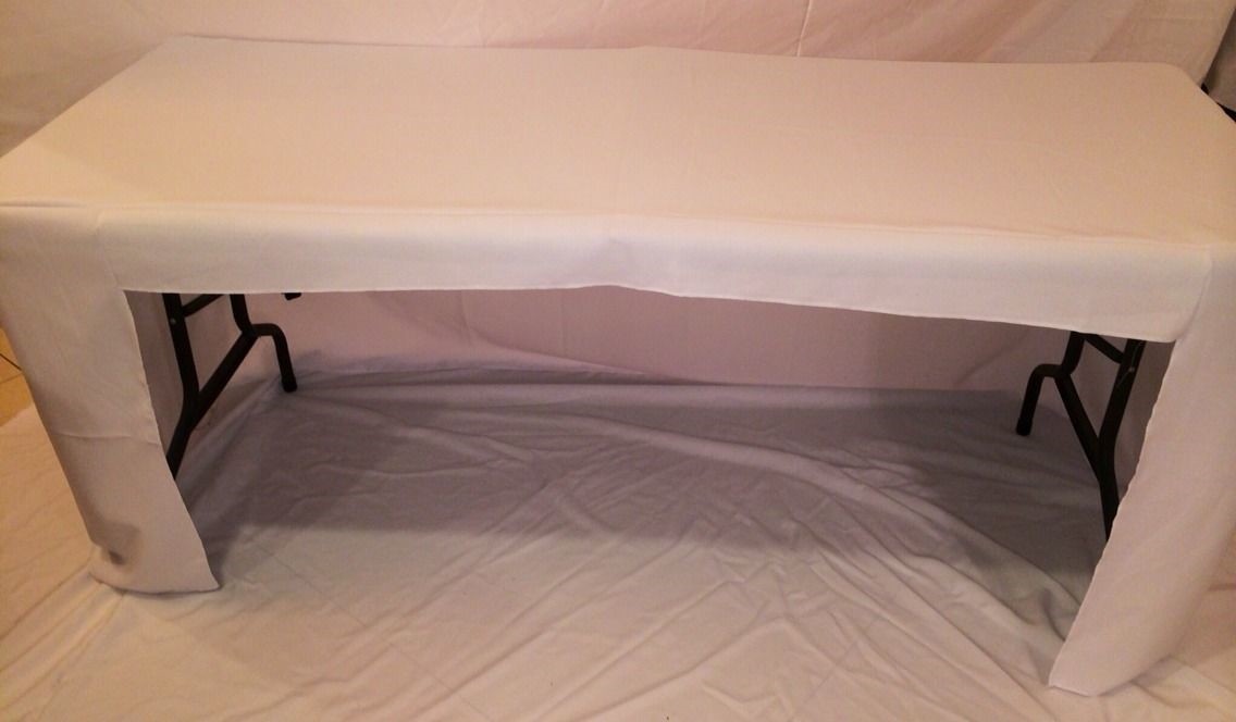 5/' ft Fitted Polyester Table Cover Wedding Trade show Booth DJ Tablecloth WHITE