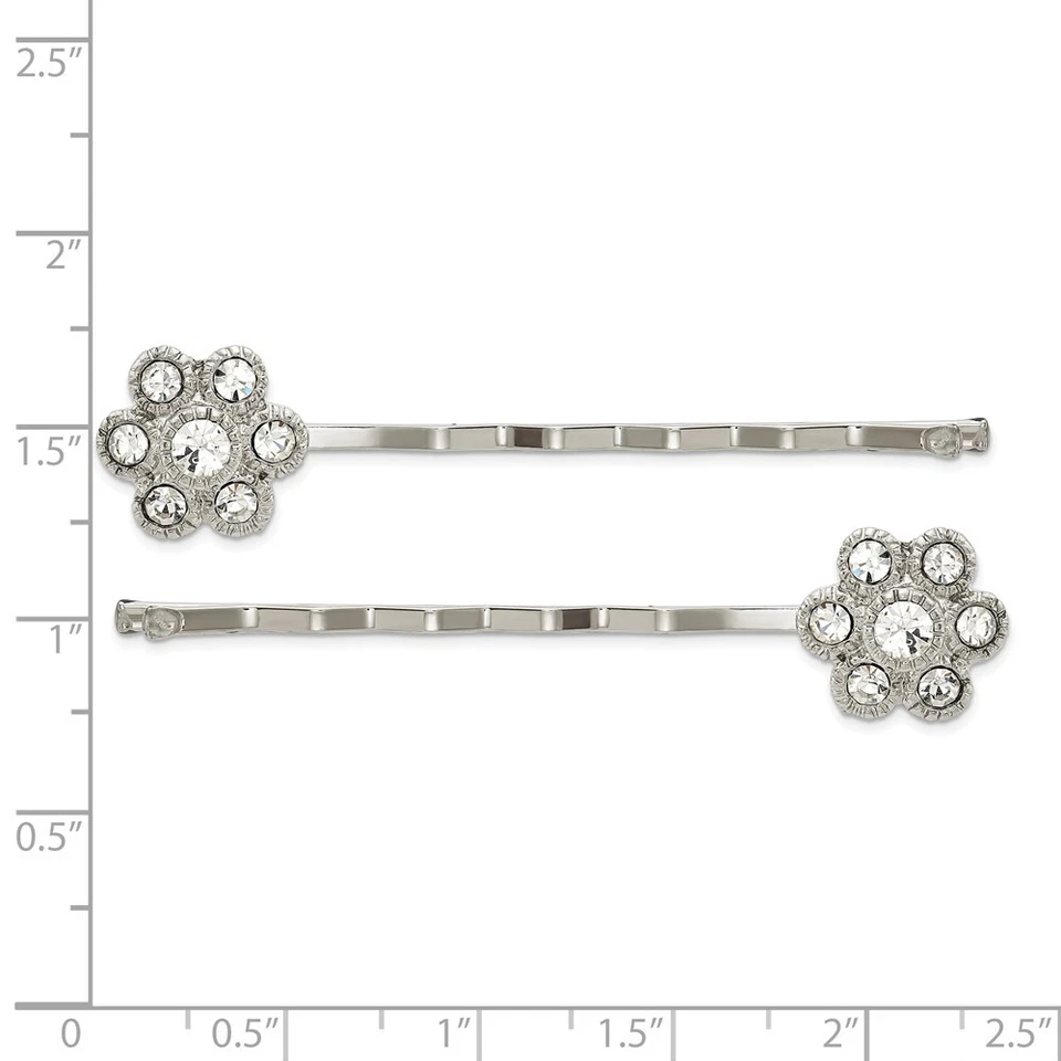 Joyería 1928 - Juego de horquillas con flores de cristal blanco tono plata Foto 3 de 4