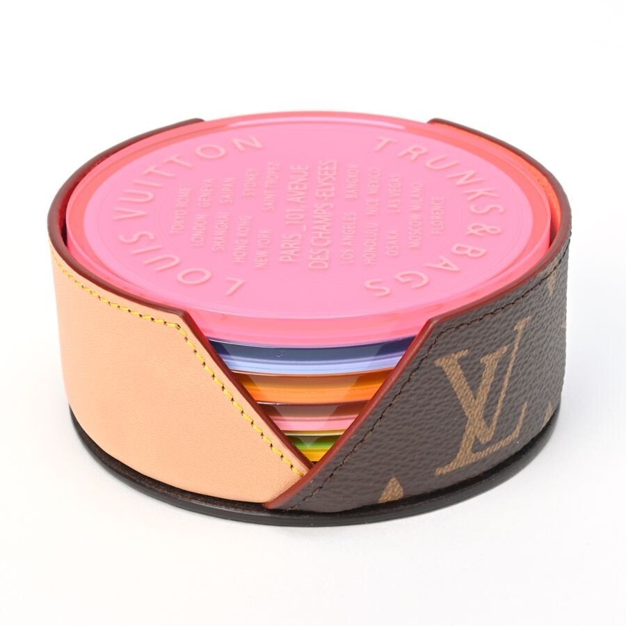 Louis Vuitton Coaster Set of 6 GI0489 Neon Color Leather Signature 