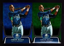 2 CARD LOT OF 2012 BOWMAN PLATINUM BLUE GREEN REFRACTOR JABARI BLASH RC