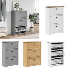 Schuhschrank Schmal Schuhkipper mit 3 Flip-Schubladen Schuhregal 80x35x118 cm