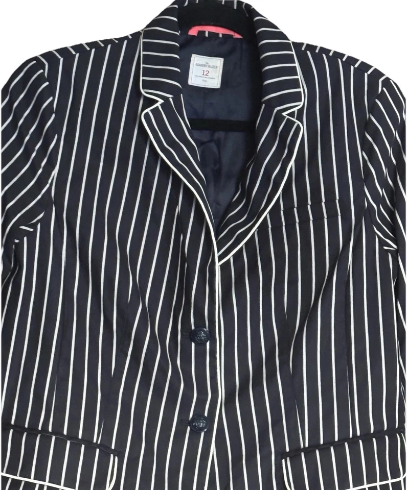 Blazer para mujer Gap Academy azul marino a rayas blanco a rayas forrado 12 Preppy Foto 3 de 4
