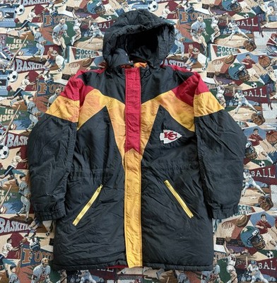 Vintage 90s Men s NFL Kansas City Chiefs Black Puffer Down Jacket Size Small