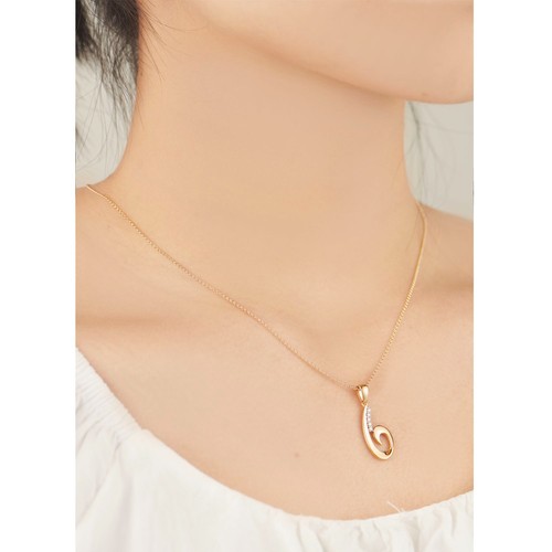 14K Two Tone Yellow & White Gold Natural Diamond Pendant Nacklace MZ71905 - Picture 5 of 8