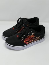 Heelys Pro 20 Kids Skate Shoes Black Flame Lace Up Sneakers Size 6 Youth Wheels