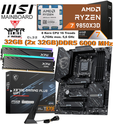 Aufrüstkit AMD Ryzen 7 9850X3D MSI X870E GAMING PLUS WIFI 32GB DDR5 6000MHz RGB