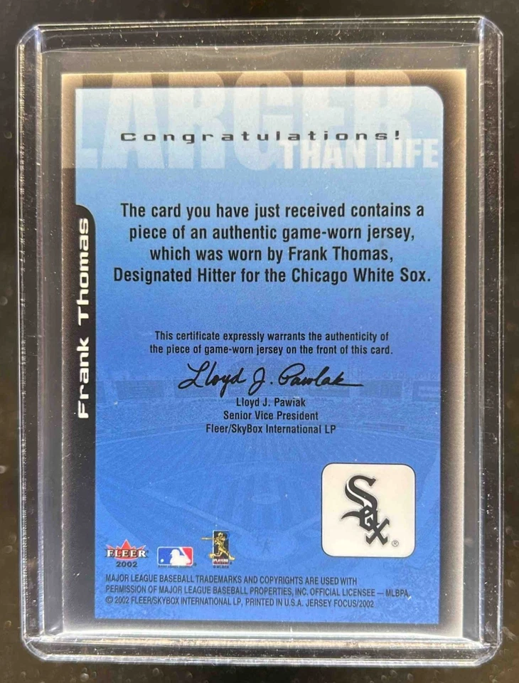 2002 Fleer Focus Jersey Edition Frank Thomas Larger than Life Game Used #NNO - Image 2 of 2