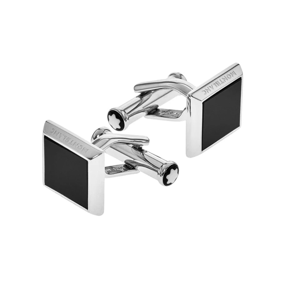 New Montblanc Sartorial Square Black Onyx Inlay Steel Mens Cufflinks 115061 34190₽