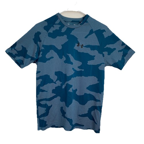 Camiseta UA Camuflada Para Hombre Calce Suelto Pequeña Azul Verde Logo Pista Gimnasio Entrenamientos Escuela - Imagen 2 de 11
