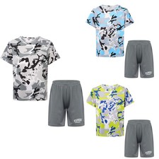 Kids Boys Outfit Activewear Set Sweatsuit Suit Tracksuit Summer Top Round Neck
