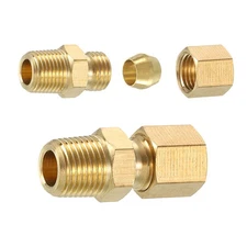 2Pcs Brass Pipe Fitting 3/16" OD x 1/8" NPT Male Brass Compression Tube Fitting