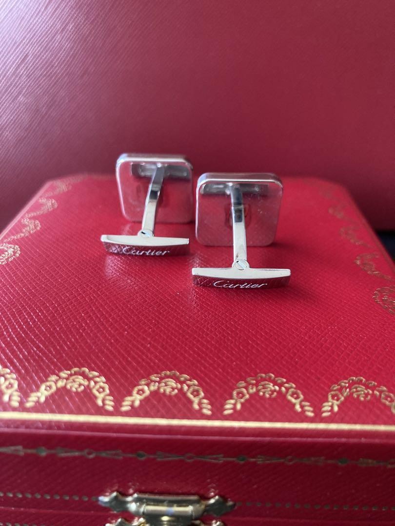 Cartier カルティエ　スクエアカフス　オニキス/Ag925 Cartier カルティエ サントススクエアカフス Ag925/オニキス 美