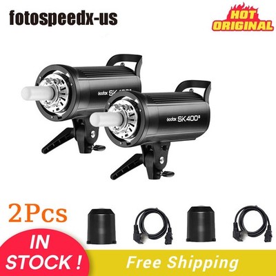 US 800Ws 2X Godox SK400II 110V Studio Flash Light Strobe Head Bowens Mount Set