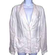 J.Crew Womens White Linen Blazer Jacket 10 Hamptons Quiet Luxury Career Preppy