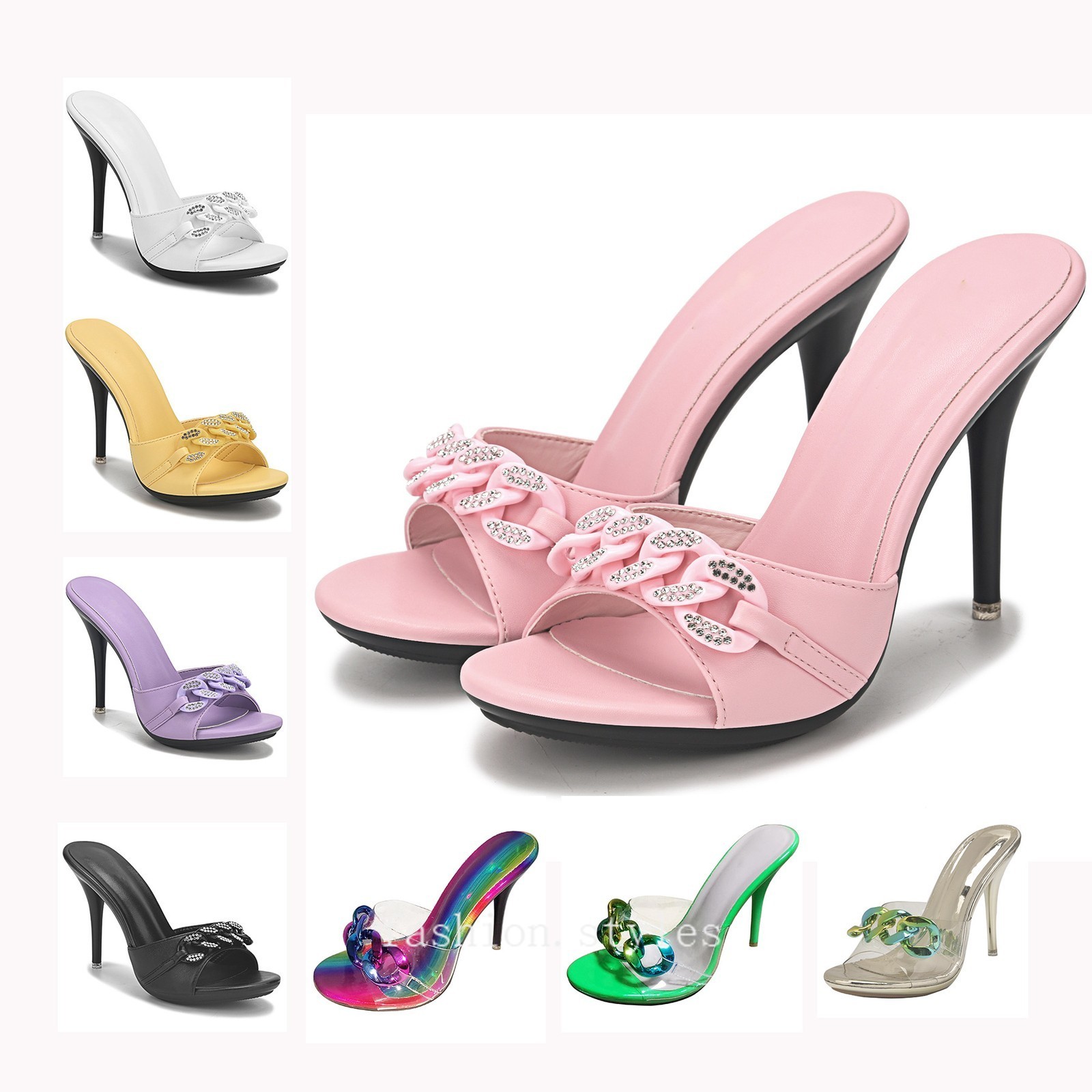 PANTOFOLA D’ORO 35 43 sandali ciabatte donna punta aperta strass tacco alto stiletto sexy estivi