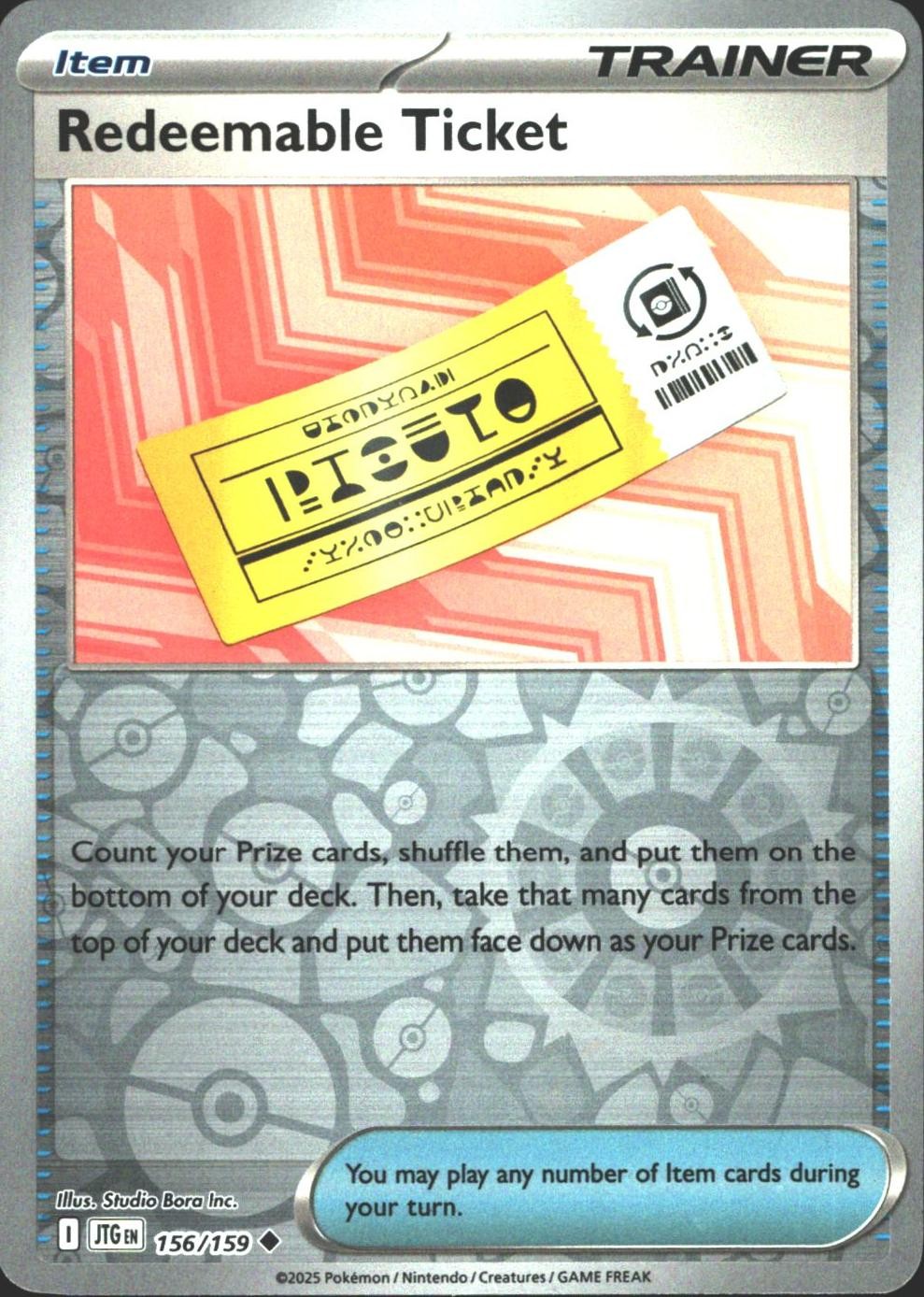 Redeemable Ticket 156/159 Uncommon Journey Together Pokemon Reverse Holo MP