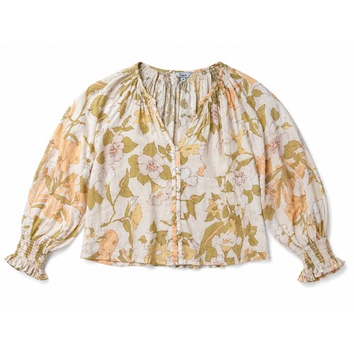 Rails Mariah Citrus Floral Linen Blend Button Down Blouse Medium 200-684-2665