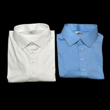 Collars & Co Polo Shirt Mens XL Tall White Blue Lot of 2 Office Dress Collar