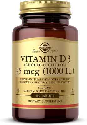 Solgar Vitamin D3 1000 IU 25mcg Tablets Immune Bone Support 180 Ct
