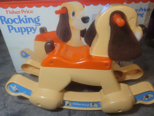 Vintage 1983 Fisher Price Toddler Rocking Puppy Dog Ride On Toy In Box - Picture 1 of 6
