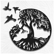 WINUSD Tree of Life Metal Wall Art, 4PCS Tree of Life Birds of Peace Wall Plaque