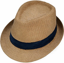 Straw Fedora Hat for Men Panama Sun Hat for Summer Beach Travel