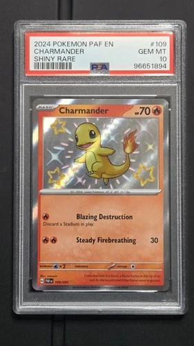 Pokemon - Charmander 109 **GEM MINT PSA 10** Paldean Fates Shiny Rare