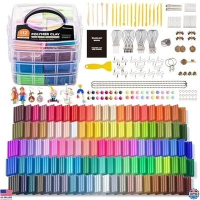 112 Colors Polymer Clay Kit with 20 Tools & 16 Accessories, Non-Toxic DIY Craft