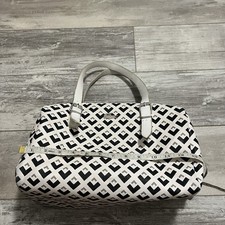 Lacoste Women  s Shoulder Bag Medium Size Bag White Black Geometric