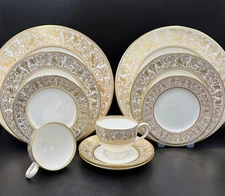 2 x  5pc PLACE SETTINGS  - WEDGWOOD (ENGLAND)  - FLORENTINE GOLD