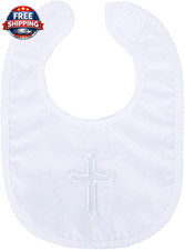 Baptism Bib for Baby Boy and Girls - Soft Cotton Adjustable Christening Outfits