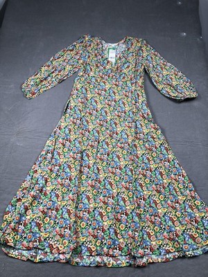 Boden Dress Womens 8L Tall Multicolor Floral V Neck Balloon Sleeve Maxi NWT