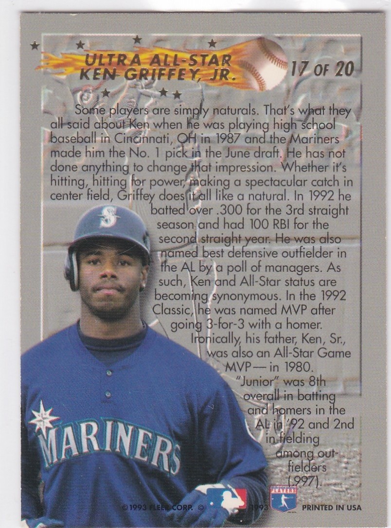 KEN GRIFFEY JR. 1993 Fleer Ultra ALL-STAR #17 of 20 INSERT Seattle