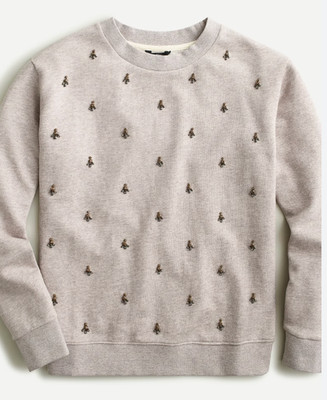 J.Crew women's studded sweatshirt size small tan color long sleeves