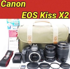 Canon EOS Kiss X2 DSLR Camera with Dual Lenses Lightweight Beginner Friendly
