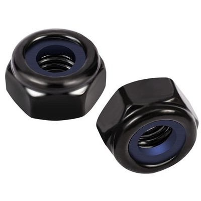 #8-32 Nylon Insert Hex Lock Nuts Locknuts, 304 Stainless Steel 18-8, Black Ox...