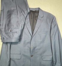 Jos A Bank Mens Traveler Suit 46R 40x27 Navy Blue Tailored Fit Wool 2 Piece Hymn
