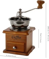 Manual Coffee Grinder Wood Vintage Antique Ceramic Hand Crank Coffee Mill