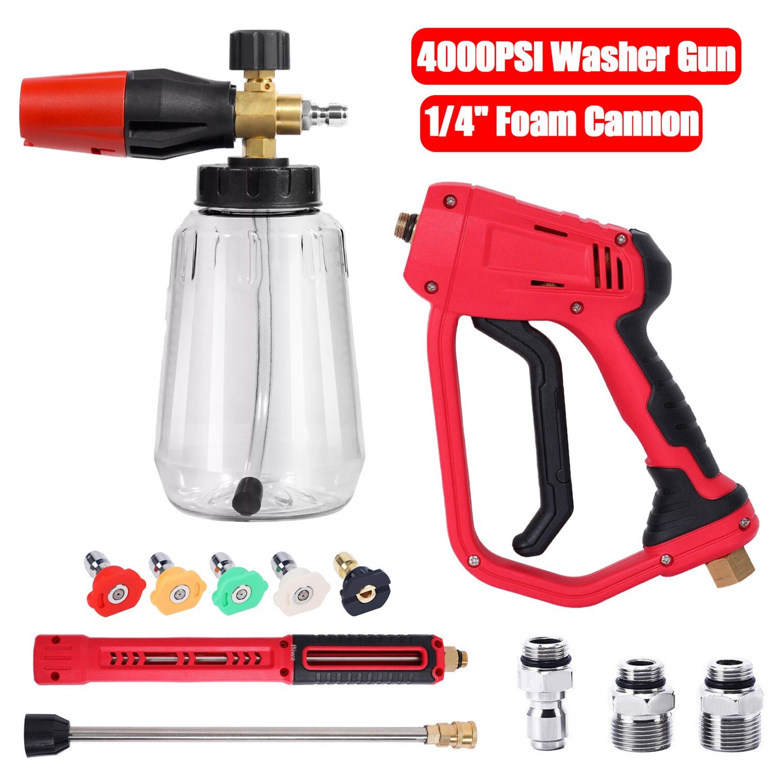 Pressure Washer Foam Cannon Kit with Soap Lance Spray Gun for Car Wash and Snow Foam