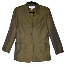 Vintage Jones New York Blazer Bronze Metallic Linen Blend Size M 90's Corporate